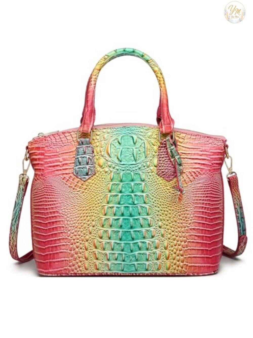 Vegan Leather Crocodile Satchel Tote Purse with Shoulder Strap